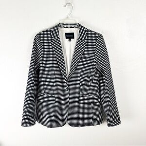 BANANA REPUBLIC Long And Lean Fit Black White Gingham Bi-Stretch Blazer 10